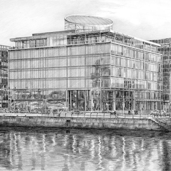 Riverside One building illustration drawing from photos