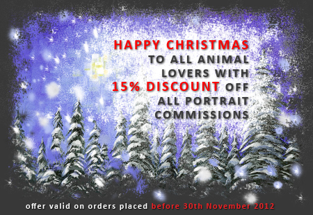 happy christmas to all animal lovers with 15% discount off all portrait commissions