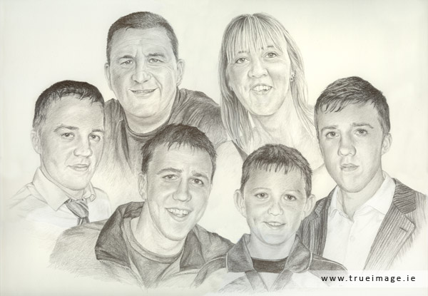 family portrait in graphite pencil