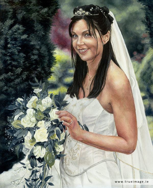 Bride portrait in acrylic on canvas