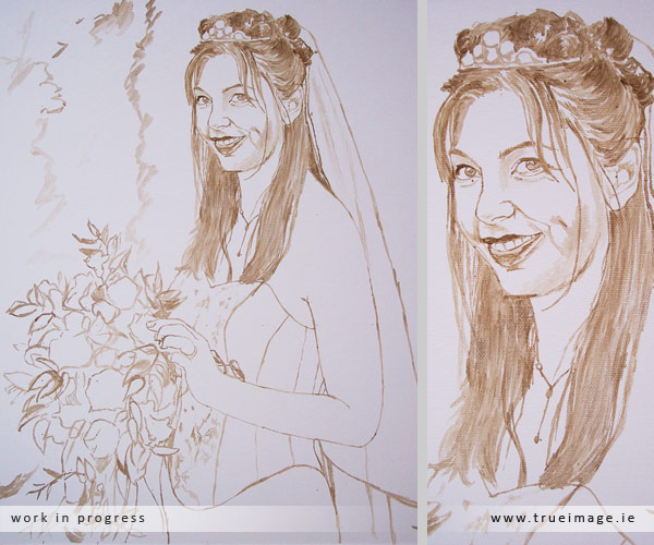 Bride portrait in progress - step 1
