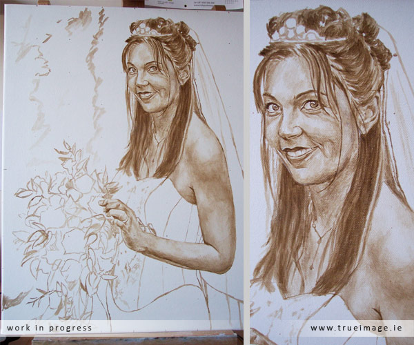Bride portrait in progress - step 2