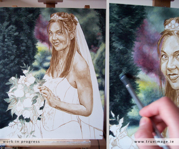 Bride portrait in progress - step 3