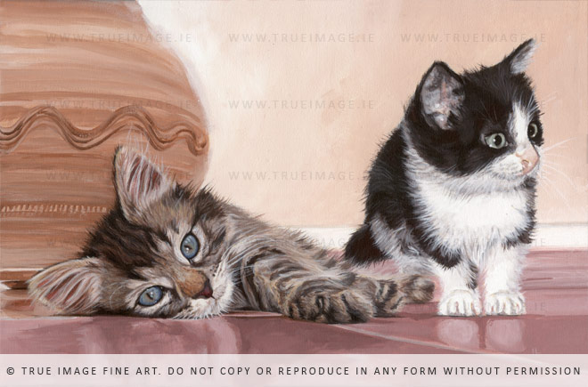 two kittens painting 