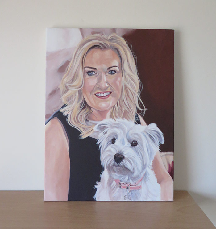 lady and dog painting