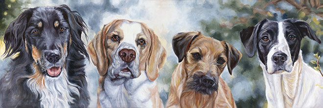 four dogs painting