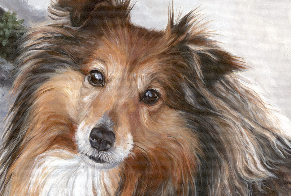 acrylic dog portrait detail