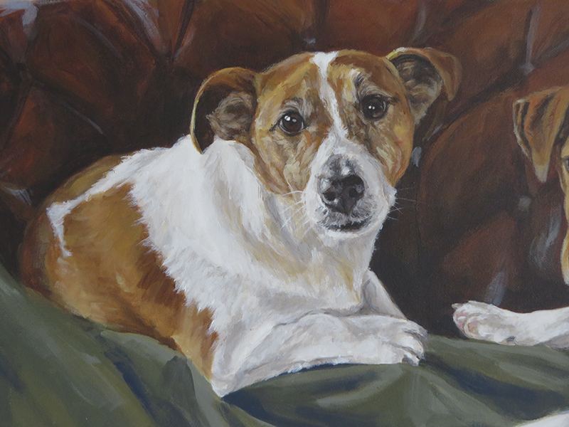 detailed view of the painting of a jack russell
