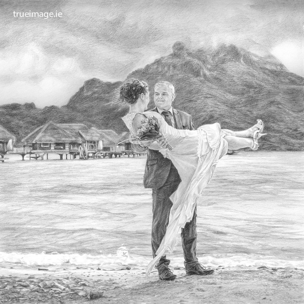 wedding couple portrait drawing