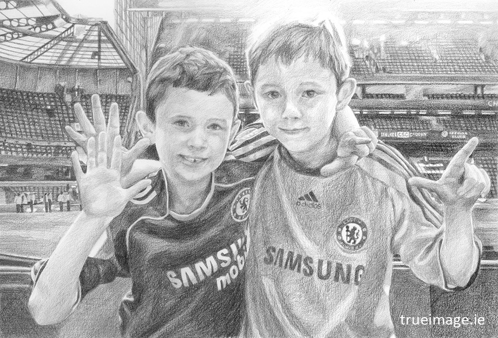 two boys portrait drawing 