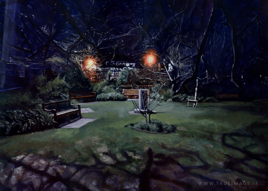 urban park at night painting