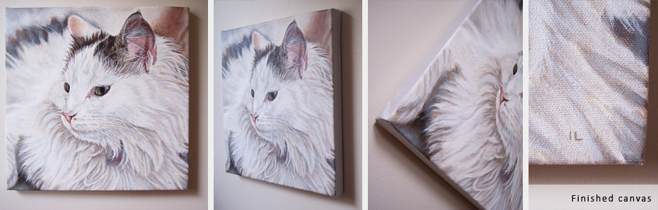 White cat portrait painting on canvas