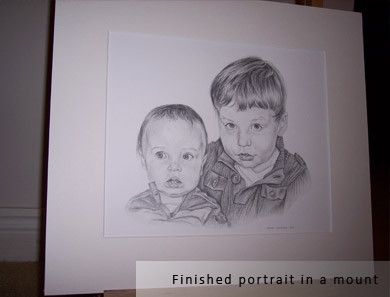 finished children portrait mounted