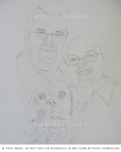 family portrait with cocker spaniel - work in progress