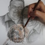 family portrait with cocker spaniel - work in progress