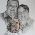 family portrait with cocker spaniel - work in progress