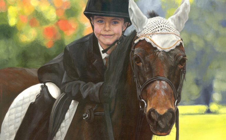 little boy on a pony painting