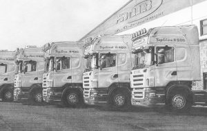 pencil drawing six trucks detail