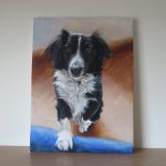 collie painting on stretched canvas