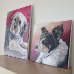 two dog painting canvases