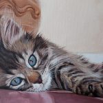 tabby kitten painting detail