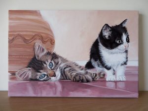 two cats painting