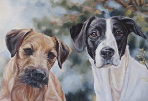 terrier and pointer painting