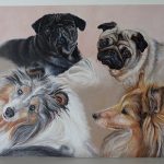 four dogs portrait
