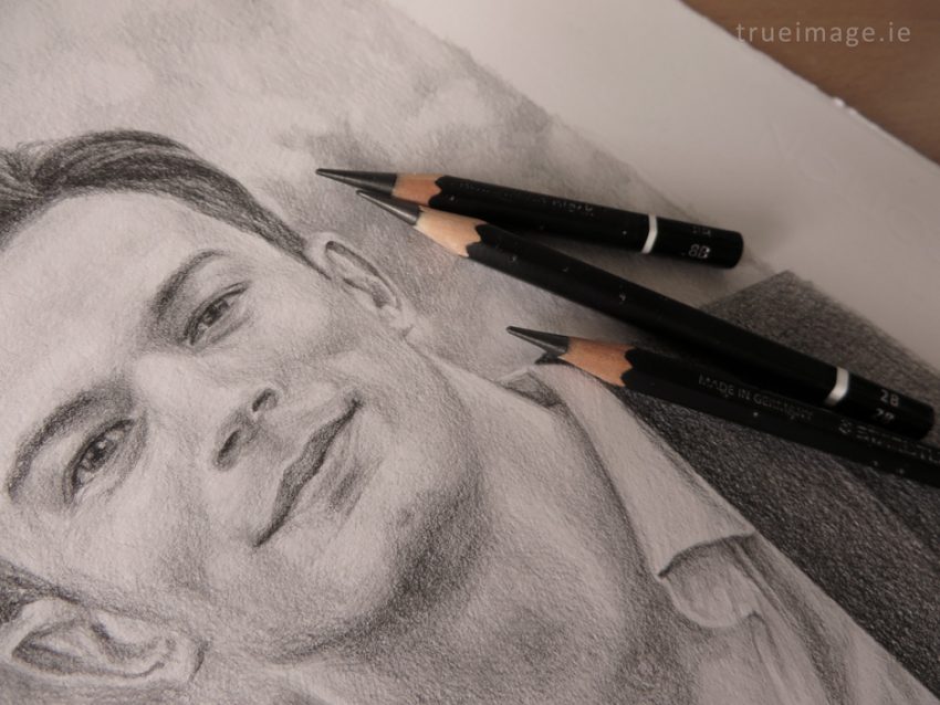 finished portrait drawing with pencils