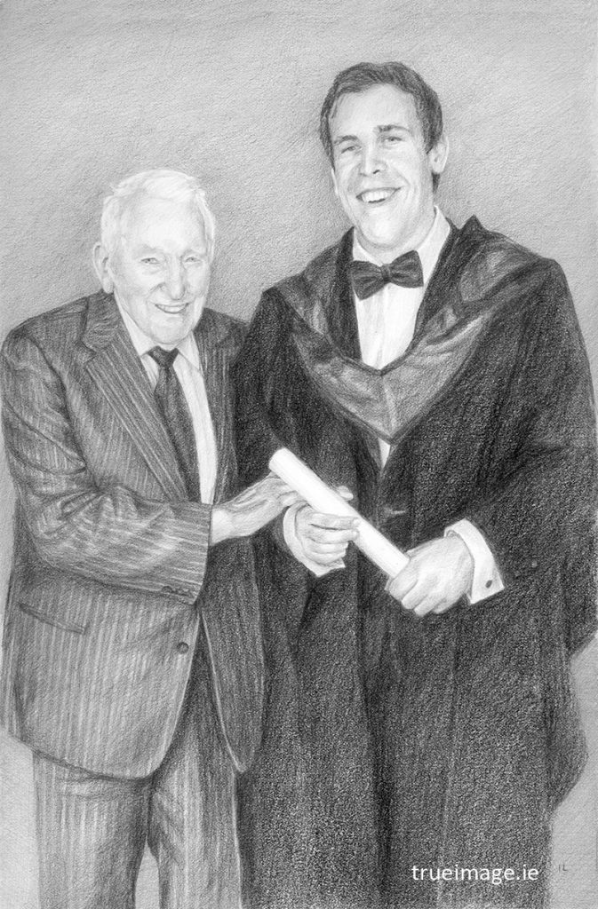 pencil portrait drawing of a father and son