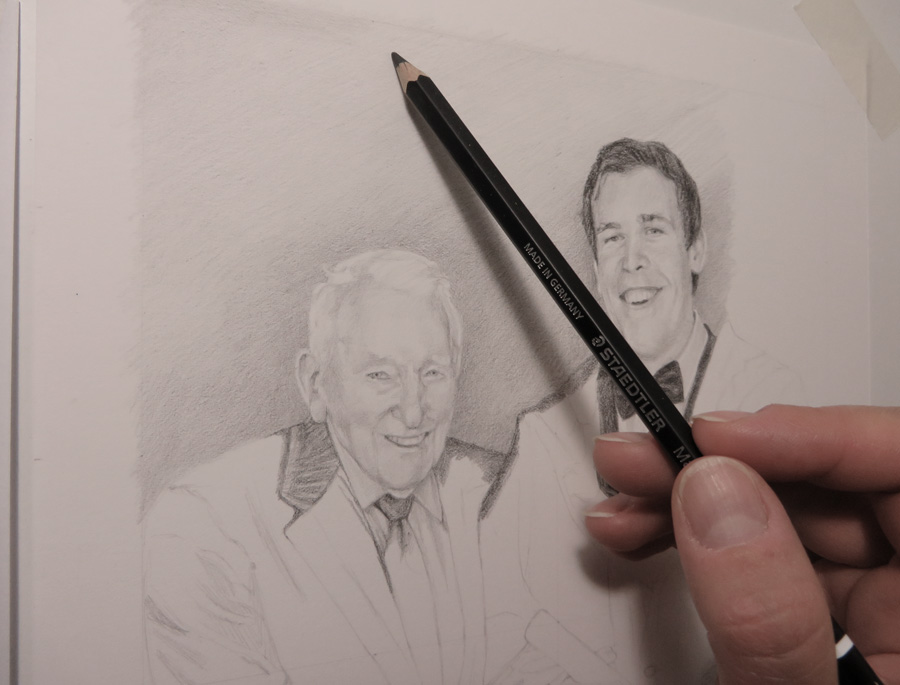 progress sketch of a father and son