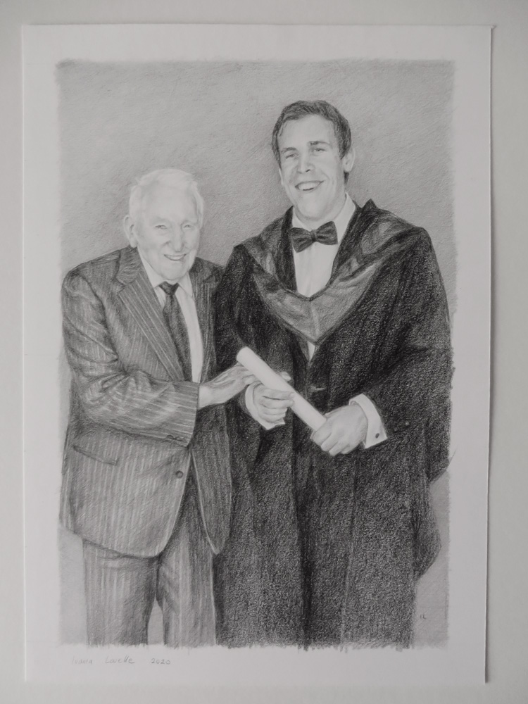 father and son pencil portrait