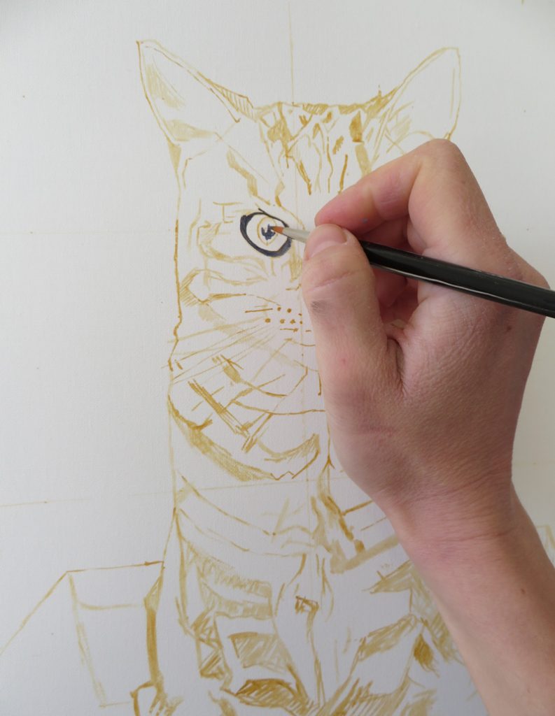 work in progress cat painting