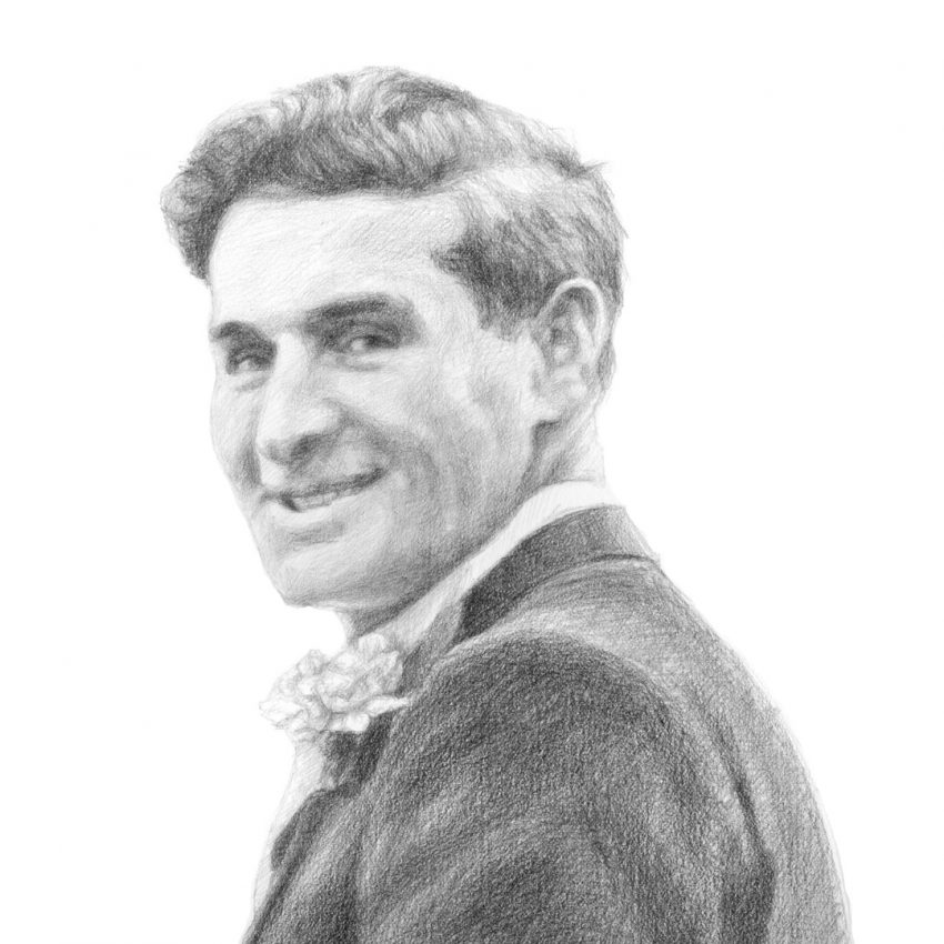 detail of a pencil sketch of a man