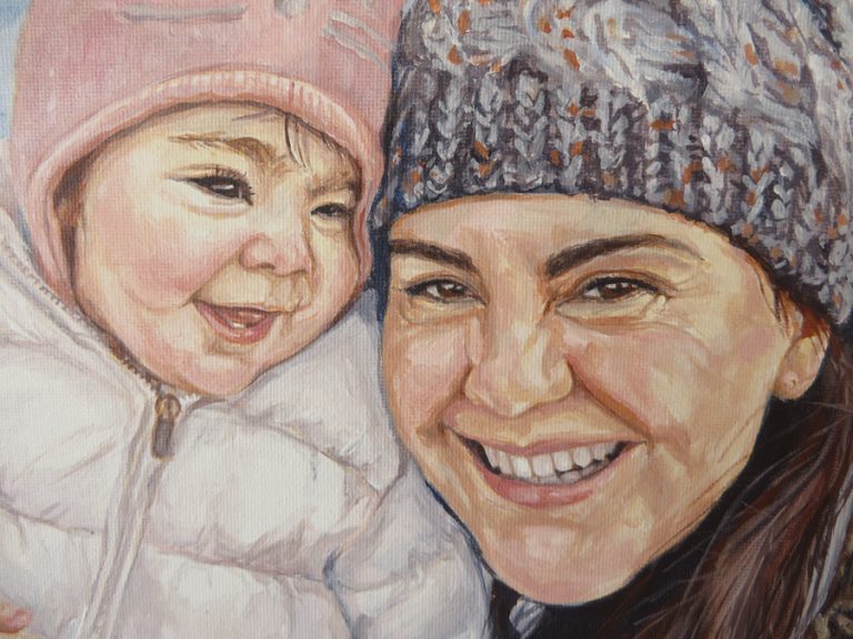 mother and baby portrait detail