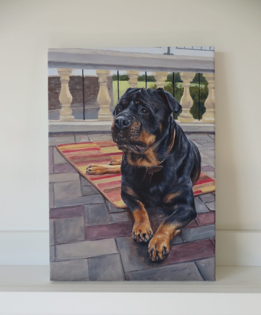 rottweiler dog painting on canvas