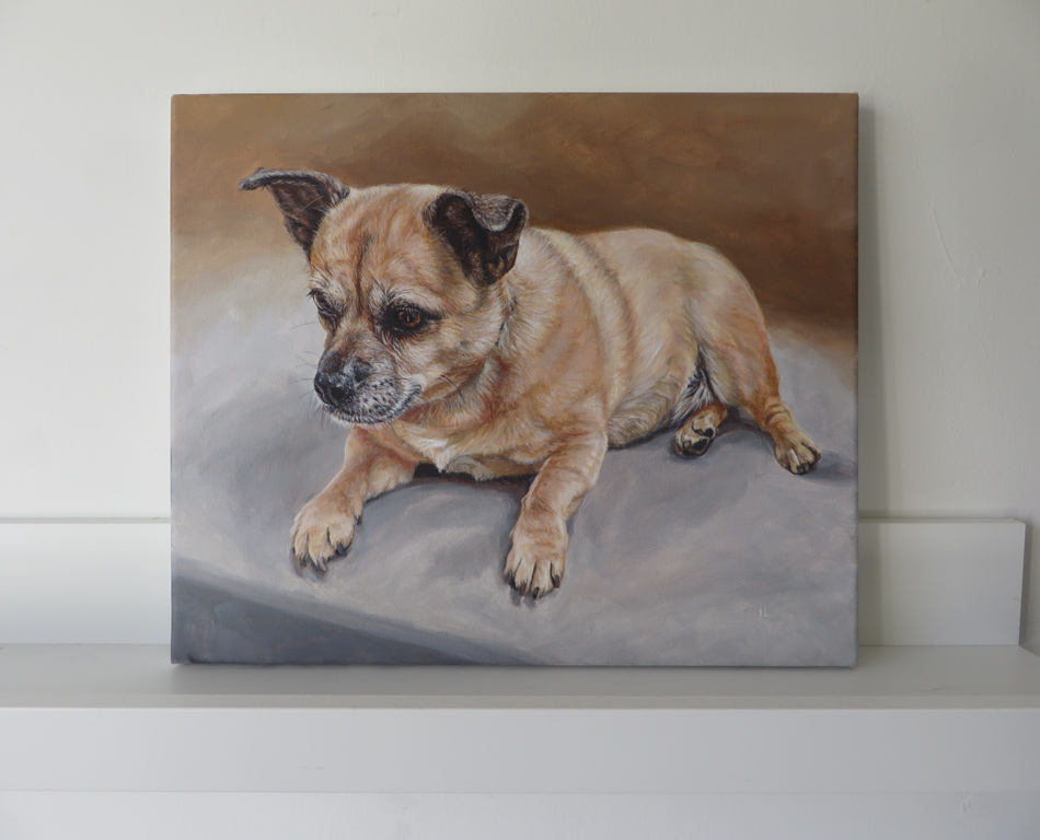 corgi dog portrait painting canvas
