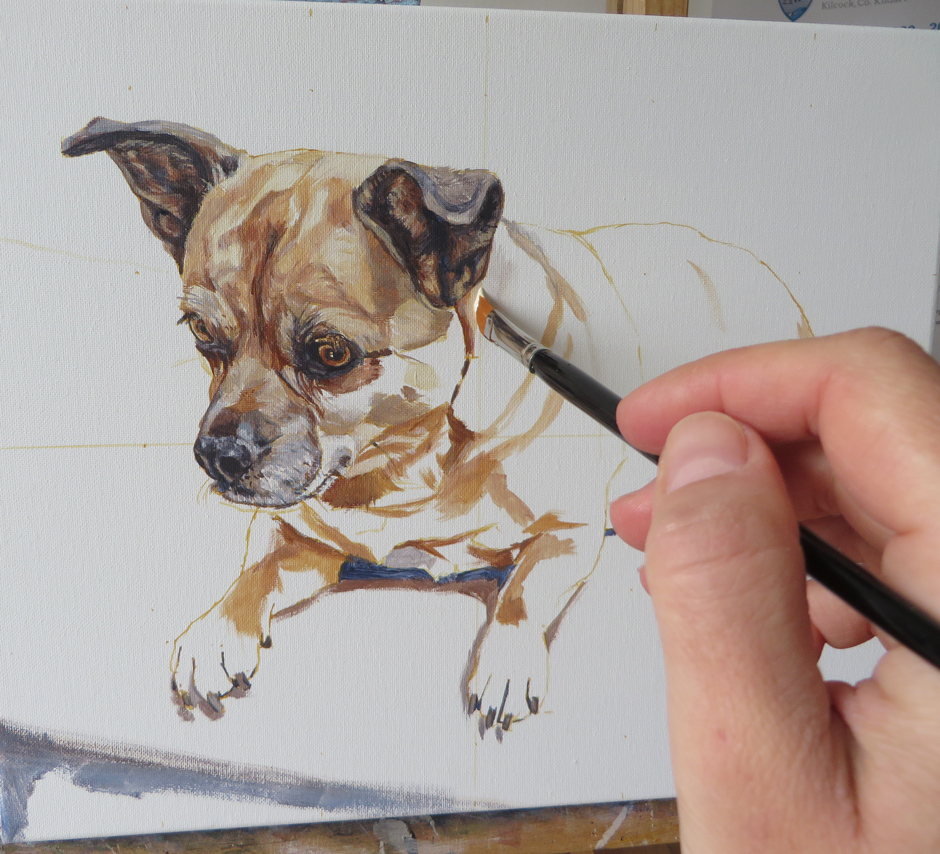 working progress painting dog
