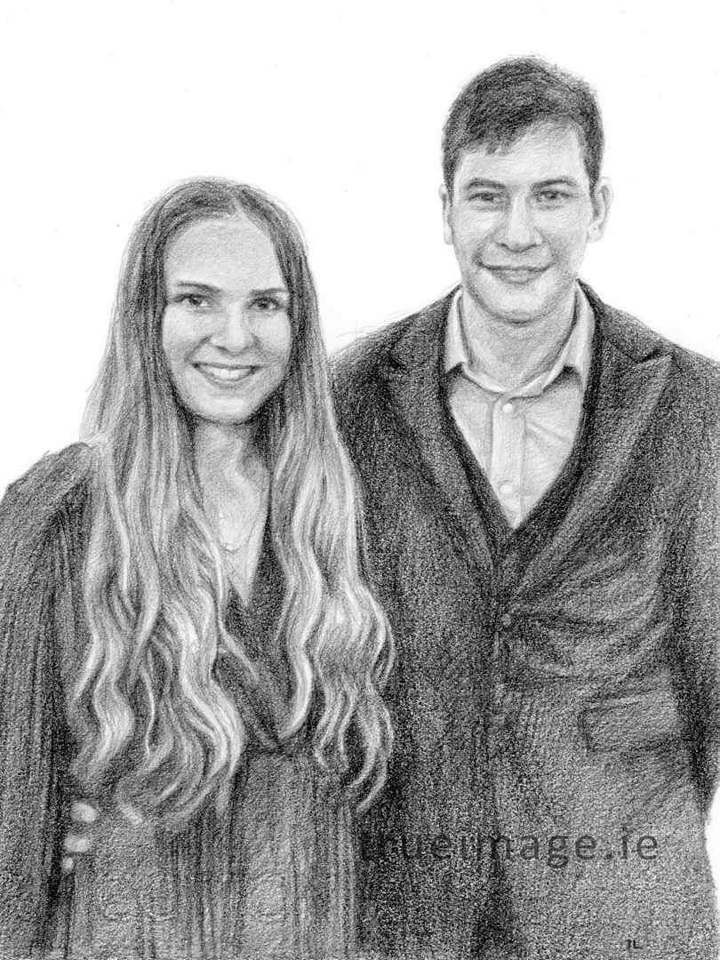 pencil drawing of a couple