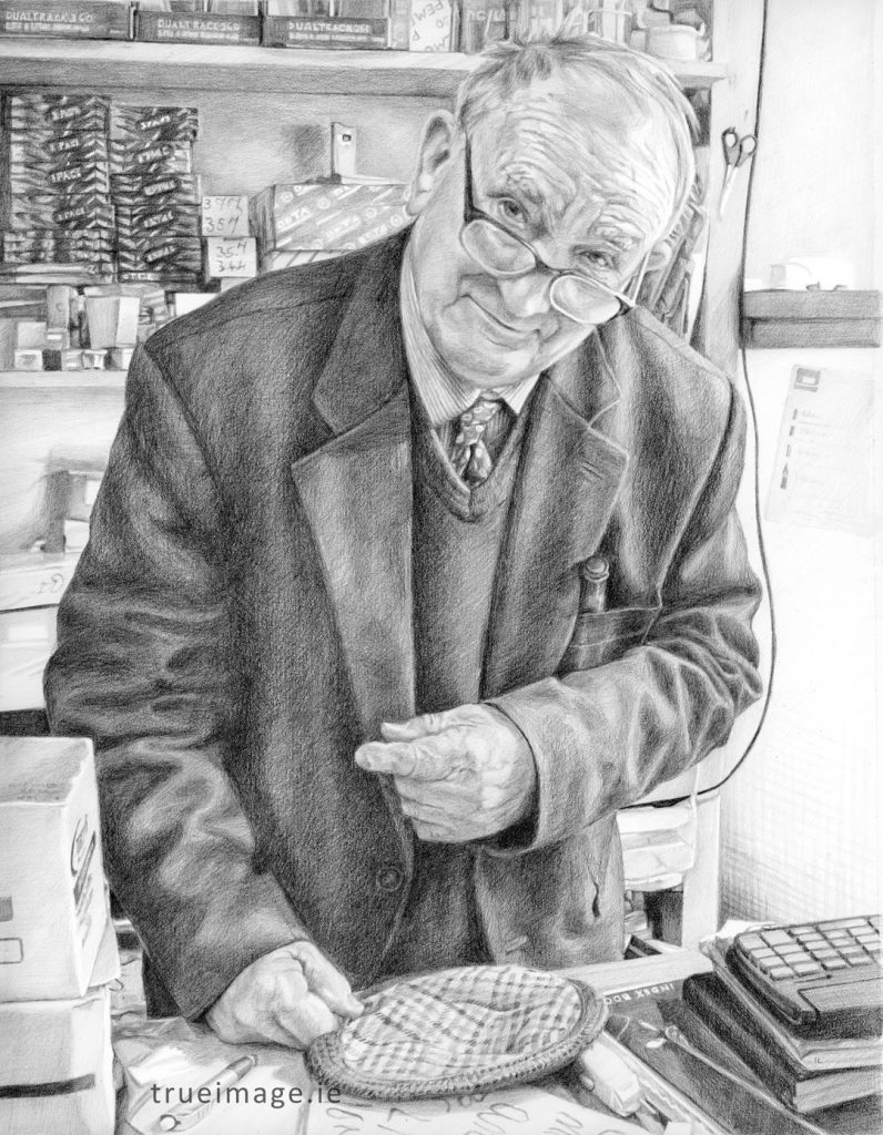 pencil portrait drawing of an elderly man