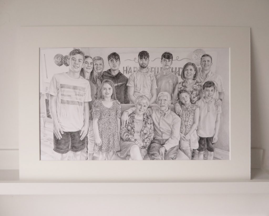 family drawing in a mount