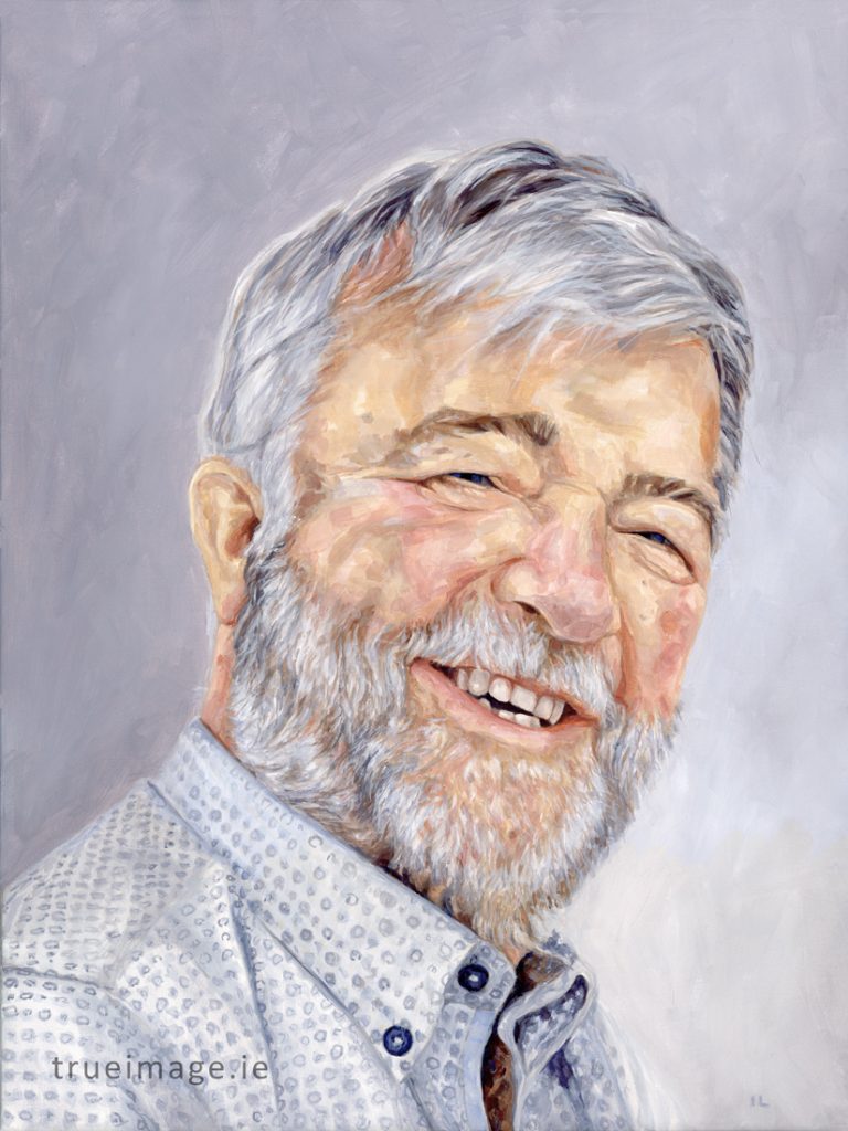 acrylic portrait painting of a middle aged man