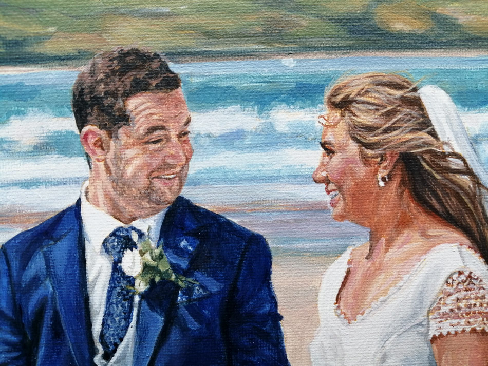 bride and groom painting detail