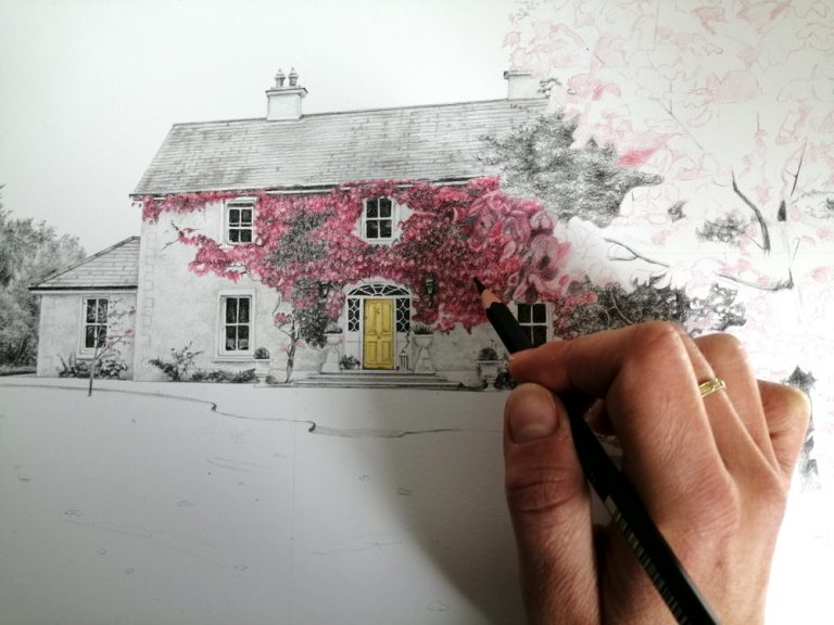 house drawing in progress