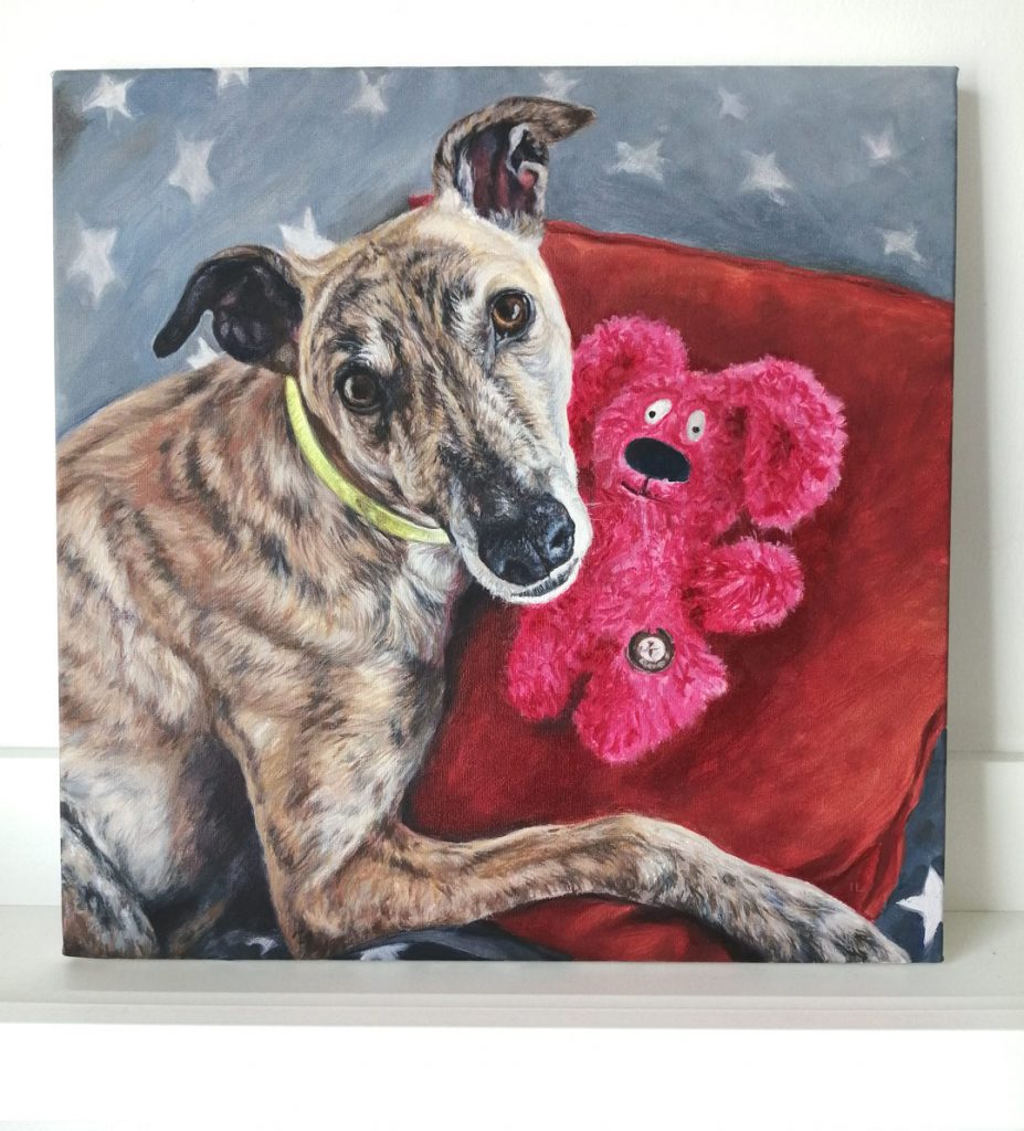 acrylic dog portrait painting on canvas