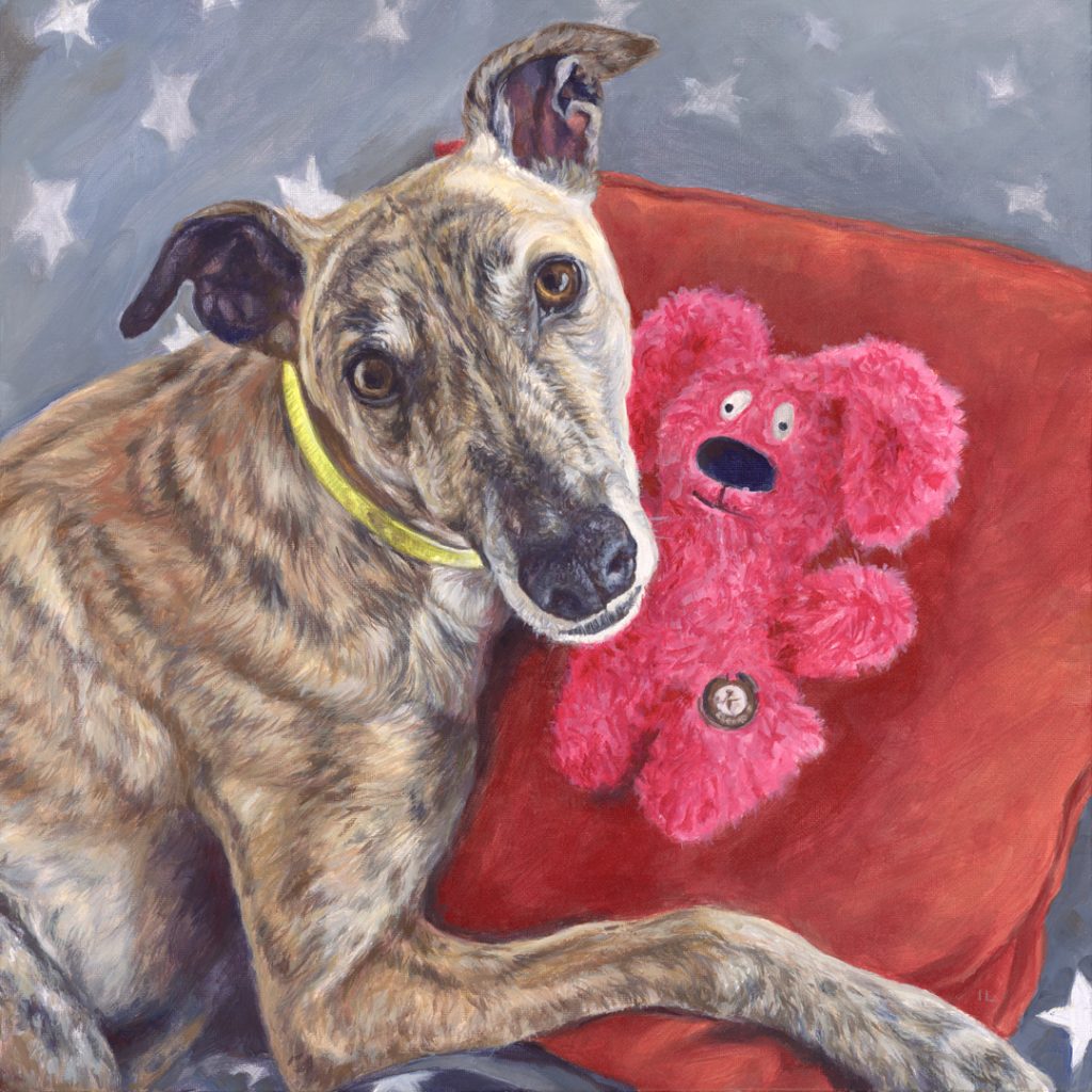 greyhound dog portrait painting on canvas