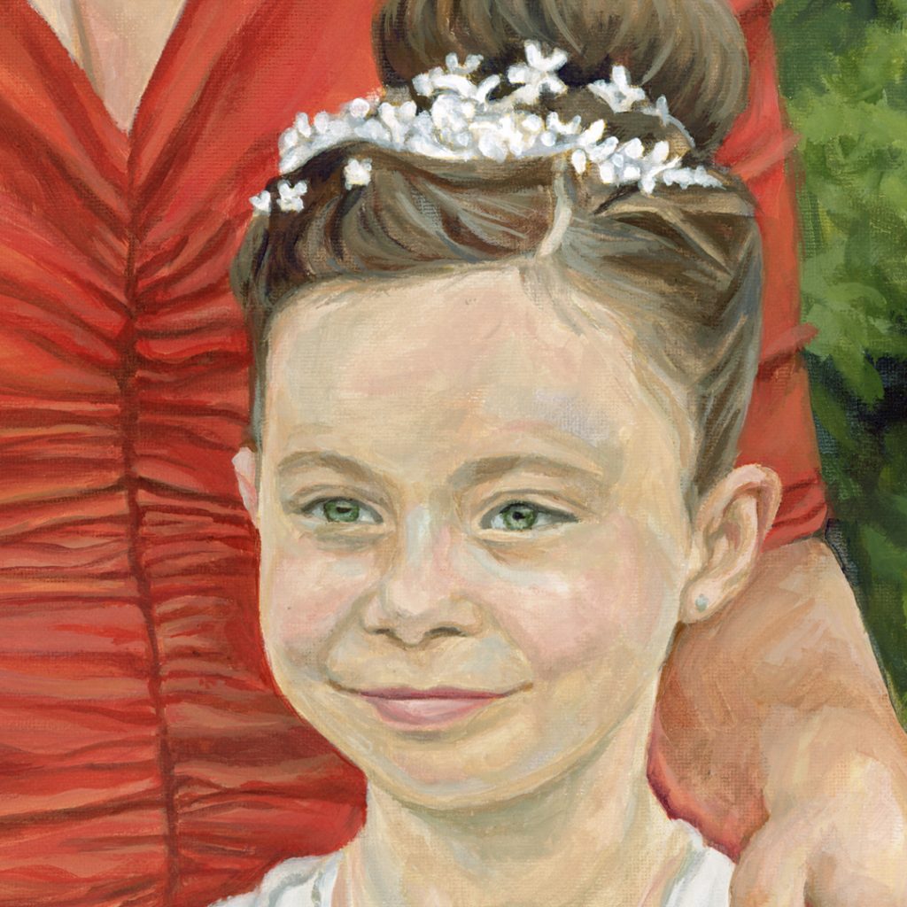 portrait painting of a young smiling girl