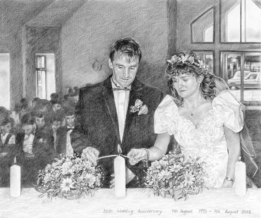 married couple sketch from photo