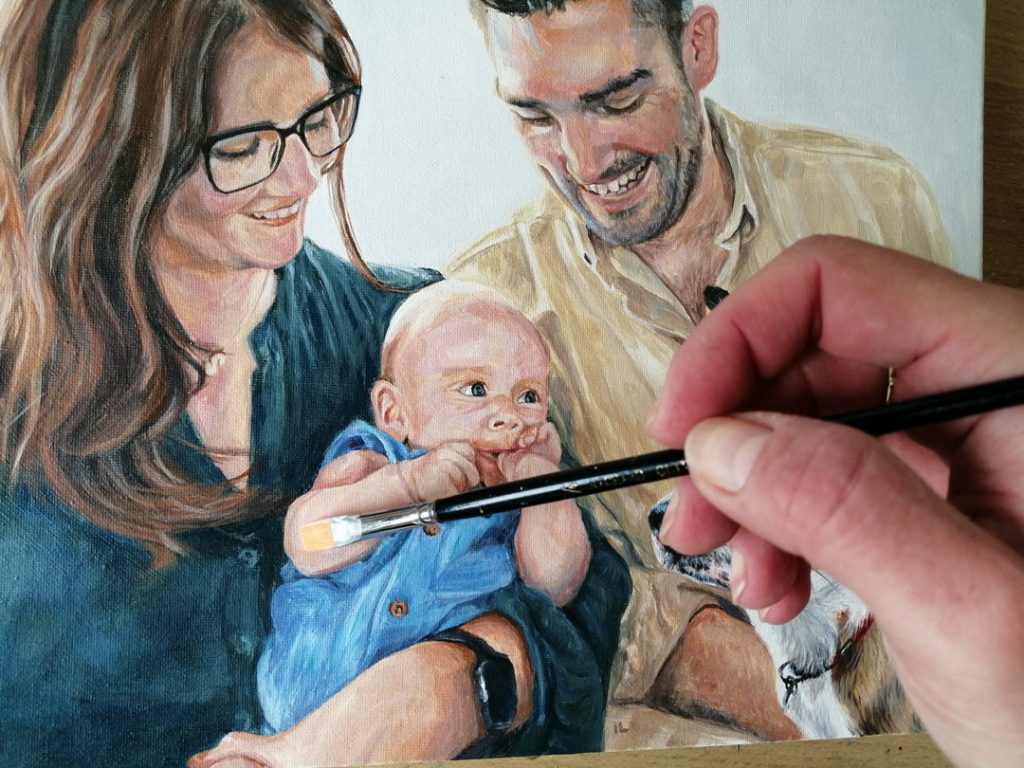 adding fine detail to an acrylic painting