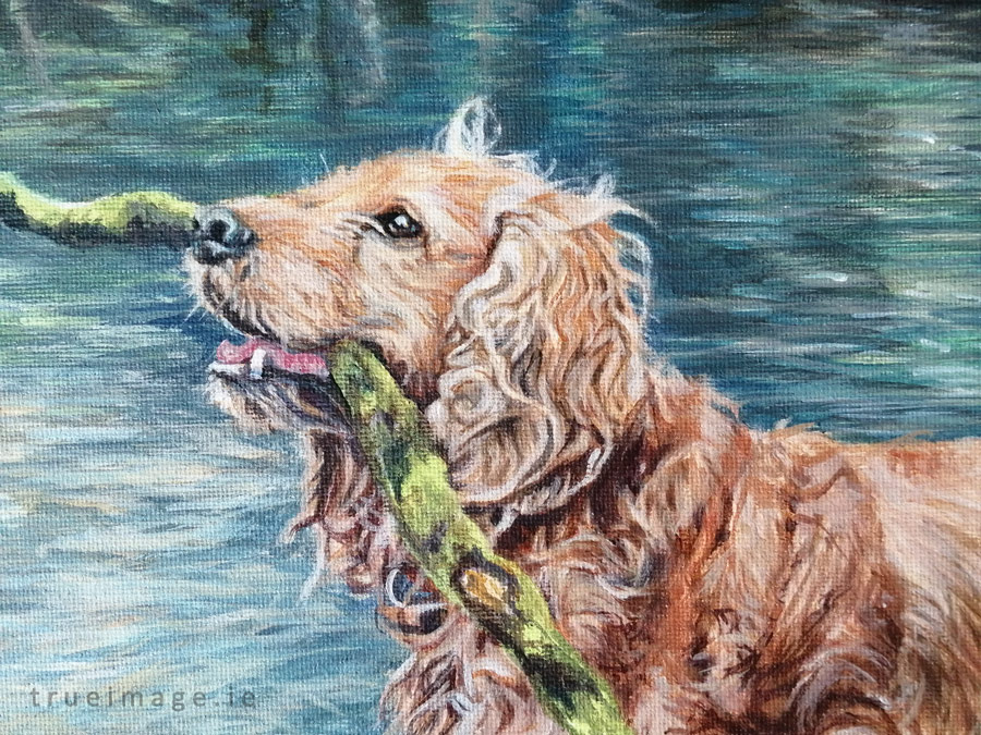 detailed photograph of a dog portrait painting canvas